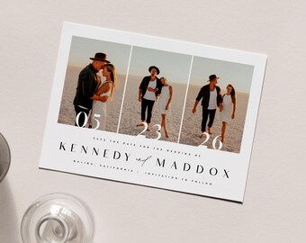 Photo Collage Save The Date Template: Modern Wedding Announcement (Digital Download)