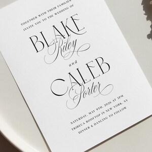 Elegante Hochzeitseinladungsreihe, modernes minimales Einladungsschreiben-Set, Detailkarte, modernes QR-Code-Rsvp, bearbeitbares digitales Vorlagenpaket Bild 8