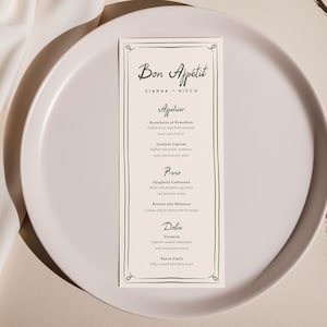 Handgezeichnete Hochzeitsmenüvorlage, druckbare Menükarte, handgeschriebene Menükarte, wunderliche Hochzeit, bearbeitbare druckbare sofort-Download Bild 2