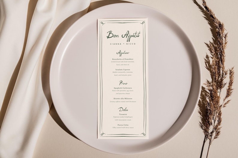 Handgezeichnete Hochzeitsmenüvorlage, druckbare Menükarte, handgeschriebene Menükarte, wunderliche Hochzeit, bearbeitbare druckbare sofort-Download Bild 2