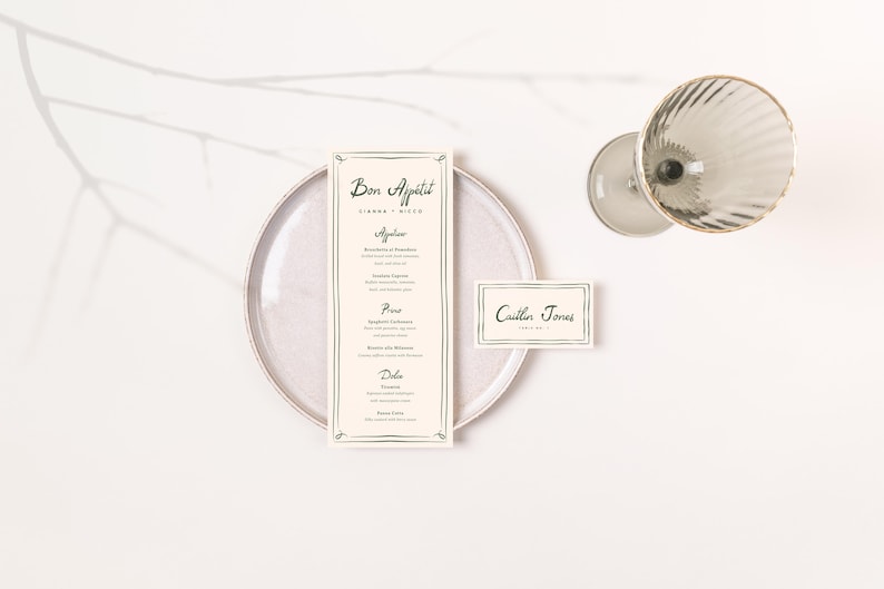 Handgezeichnete Hochzeitsmenüvorlage, druckbare Menükarte, handgeschriebene Menükarte, wunderliche Hochzeit, bearbeitbare druckbare sofort-Download Bild 6