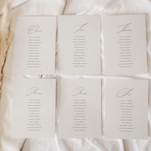 Elegant Script Seating Chart Cards, Modern Wedding Table Cards, Editable & Printable, Instant Download