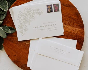 Floral Wedding Envelope Template: Elegant Printable Address (Digital Download