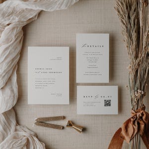 Minimalist Wedding Invitation Suite, RSVP & Details Card, Editable Template, Instant Download, Modern Elegant Romantic Printable Invite Set image 11