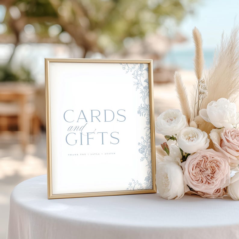 Dusty Blue Wedding Menu Template, Printable Elegant Drawn Floral Dinner Menu, Printable Modern Romantic Editable Menu Instant Download image 11