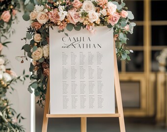 Elegant Wedding Seating Chart Template: Minimalist Design (Digital Download)
