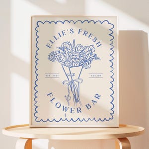 Bridal Shower Flower Bar Sign, Fresh Off the Market Editable Table Sign, Printable Hand Drawn Doodle Floral Wedding Shower Editable Template