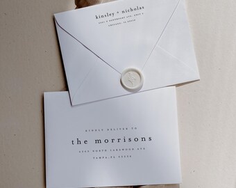 Modern Envelope Template, Printable Minimalist Address, Editable Elegant Wedding Envelope Address Label, Instant Digital Download