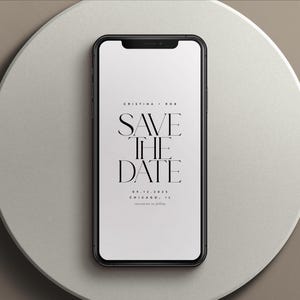 Moderne Save the Date-Vorlage, elektronische minimalistische Save the Date, bearbeitbarer digitaler Sofort-Download, Textnachricht Save The Date