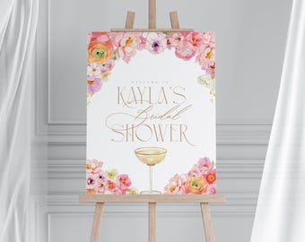 Petals and Prosecco Bridal Shower Welcome Sign, Floral Bridal Shower Sign, Bridal Brunch Welcome Sign, Spring Bridal Shower Decorations