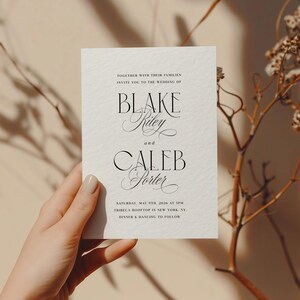 Elegante Hochzeitseinladungsreihe, modernes minimales Einladungsschreiben-Set, Detailkarte, modernes QR-Code-Rsvp, bearbeitbares digitales Vorlagenpaket Bild 6