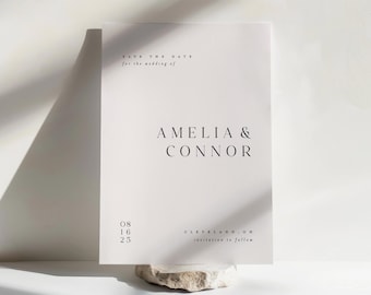 Minimalist Save the Date Template: Elegant Wedding Card (Instant Download)