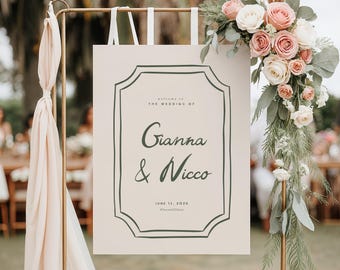 Hand Drawn Welcome to Our Wedding Sign, Colorful Wedding Welcome Sign Template, Whimsical Wedding Welcome Sign Entrance, Editable Printable
