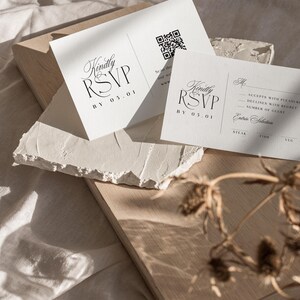 Elegante Hochzeitseinladungsreihe, modernes minimales Einladungsschreiben-Set, Detailkarte, modernes QR-Code-Rsvp, bearbeitbares digitales Vorlagenpaket Bild 2