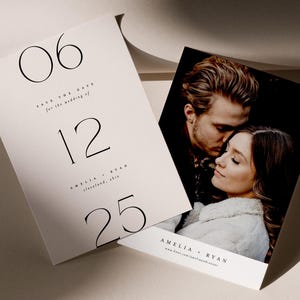Minimalist Save the Date Template Modern Wedding Announcement Editable Digital Elegant Typography Customizable Printable Instant Download