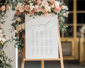 Wedding Seating Chart Template, Elegant Wedding Seating Plan Sign, Custom Modern Minimalist Seating Chart Editable Instant Download