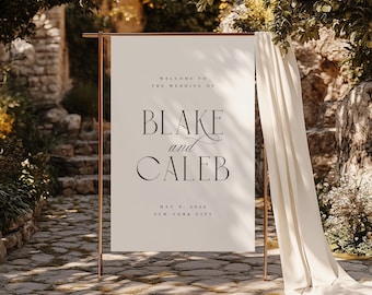 Minimalist Wedding Welcome Sign Template, Modern Script Welcome Wedding Sign, Editable Custom Wedding Signage, Printable, INSTANT Download