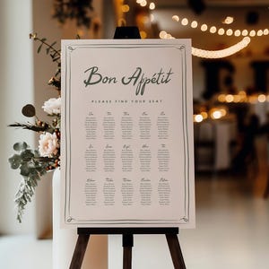 Hand Drawn Seating Chart Template, Whimsical Wedding Seating Plan Sign, Custom Modern Drawn Seating Chart Editable Instant Download