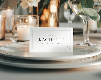 Ensemble de modèles de marque-places pour mariage moderne - Cartes de visite pliées minimalistes - Cartes de table modifiables avec icône - Cartes d'escorte imprimables
