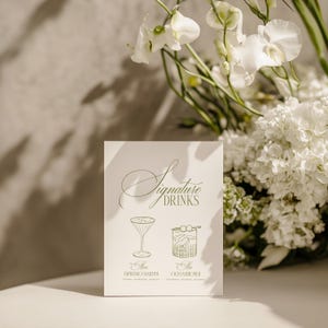 Modelo de cardápio de casamento editável, cardápio moderno clássico em verde oliva, cardápio elegante para recepção, download instantâneo para impressão. imagem 7