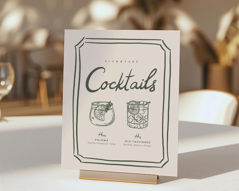 Handgezeichnete Hochzeitsmenüvorlage, druckbare Menükarte, handgeschriebene Menükarte, wunderliche Hochzeit, bearbeitbare druckbare sofort-Download Bild 9