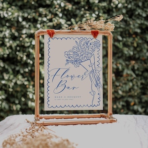 Modello di cartello per bar con fiori per addio al nubilato, cartelli modificabili "Fresh Off the Market", modello modificabile stampabile per addio al nubilato con fiori disegnati a mano