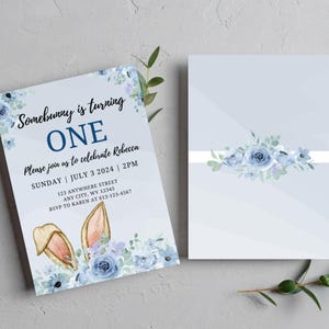 Bunny Birthday Invitation, Somebunny Birthday Invitation, First Birthday Party, First Birthday Invitation, Birthday Invitation, EDITABLE