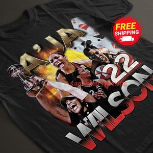 A&#39;ja Wilson Shirt Las Vegas Vintage A&#39;ja Wilson Graphic Tee 90s Style T-Shirt Unisex Gifts for Him and Her Las Vegas Women&#39;s Basketball fans