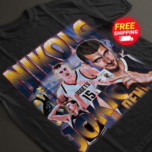 Nikola Jokic Shirt Denver Vintage Nikola Jokic Graphic Tee 90s Style T-Shirt Unisex Gifts for Him and Her Denver Basketball fan gifts