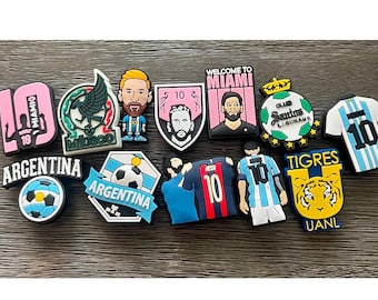 Messi shoe charms, inter Miami shoe charm, Argentina shoe charms, Tigres shoe charm, Santos shoe charms, Ronaldo shoe charm, cr7 shoe charm