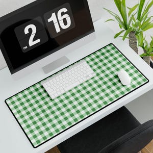 Tapis de bureau Vichy vert foncé pour le bureau à domicile, décoration d&#39;espace de travail, cadeaux vintage, intemporels, tapis de souris, accessoire, tapis d&#39;ordinateur