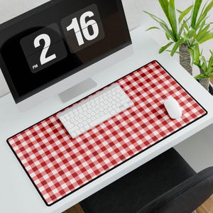 Tapis de bureau vichy rouge pour le travail à domicile, décoration d&#39;espace de travail, cadeaux vintage, intemporels, tapis de souris, accessoire, tapis d&#39;ordinateur