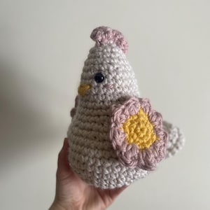 Flower Chicken Crochet Plushie - Chicken Stuffed Animal - Crocheted Chicken Stuffie - Crochet Chicken