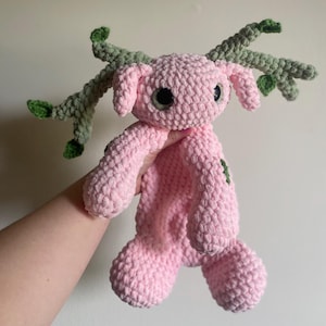 Tara the Forest Nymph Snuggler | Crochet Forest Pal Plushie | Pink and Green Crochet Nymph | Pink Stuffed Animal | Pink Plushie
