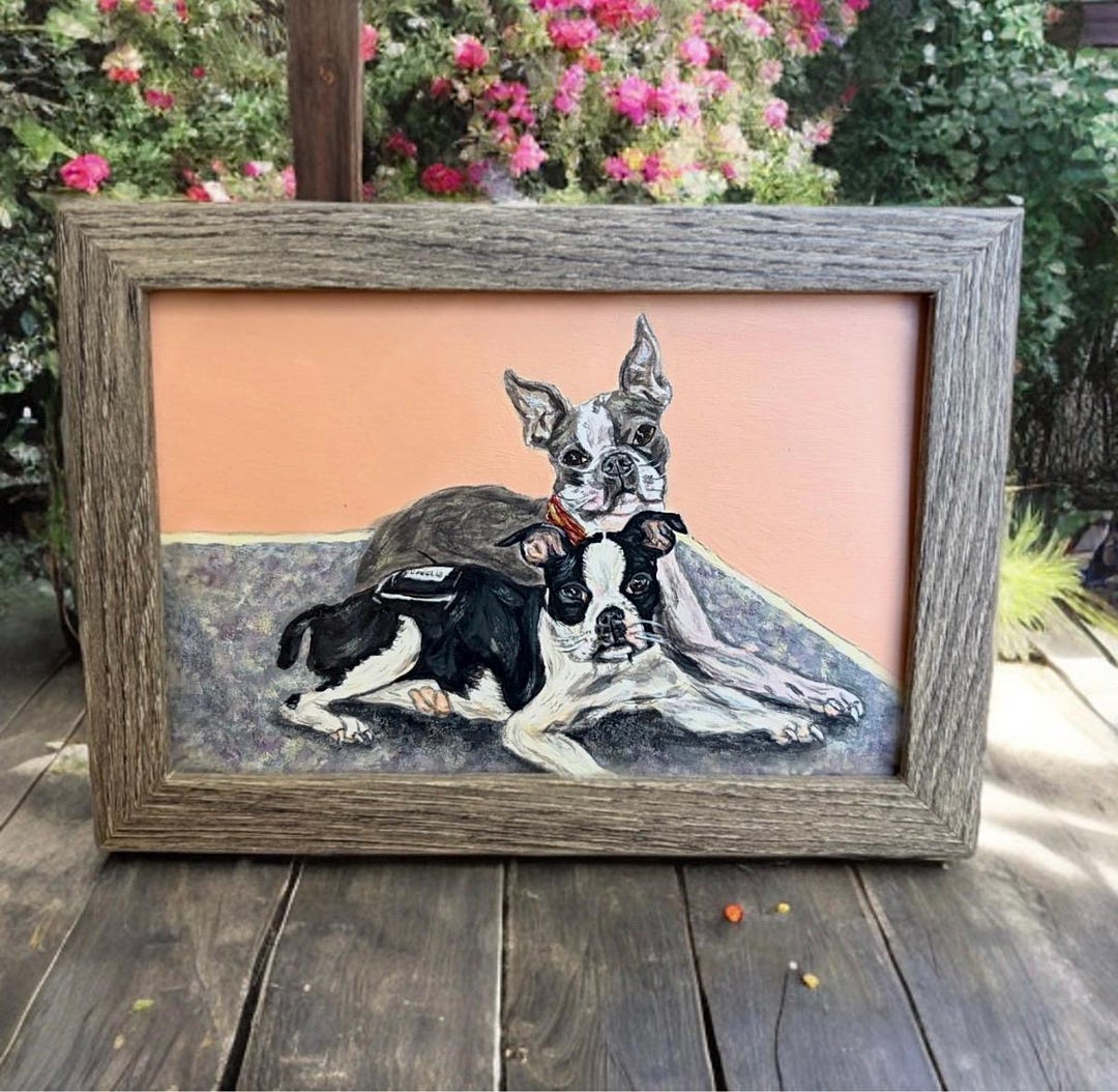 Custom Hand Painted Pet Portrait From Photo, Dog Cat Memorial Art - Etsy
