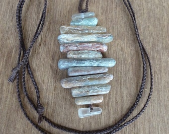 Large Kyanite, Quartz crystal necklace, tribal jewelry, ethical sourced gemstone handmade Australia, naturesartmelbourne crystal jewelery