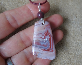 Pink, red Agate, Mookaite pendant necklace, ethical gemstone jewellery handmade Australia crystal NaturesArtMelbourne feminine jewelry