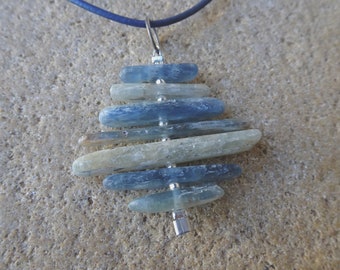 Blue & grey Kyanite pendant necklace, unique gemstone jewellery, natural stone NaturesArtMelbourne handmade, ethical sourced in Australia