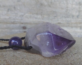 Chunky Amethyst crystal necklace - ethical gemstone jewelry from Australia. bold & unique gemstone necklace adjustable, NaturesArtmelbourne