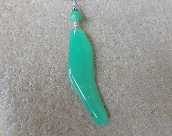 Long, elegant apple green Chrysoprase necklace, natural stone jewelry, ethical gemstone NaturesArtMelbourne handmade Australia, crystal