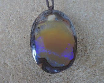 Collar grande de ópalo de nuez de Yowah Boulder, longitud totalmente ajustable.