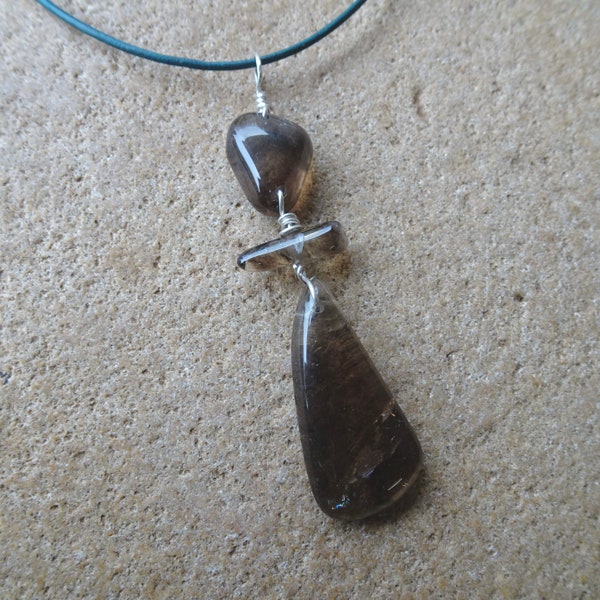 Ethical Smoky Quartz pendant necklace, handmade Australia, NaturesArtMelbourne, elegant simple long all-natural gemstone jewellery unique