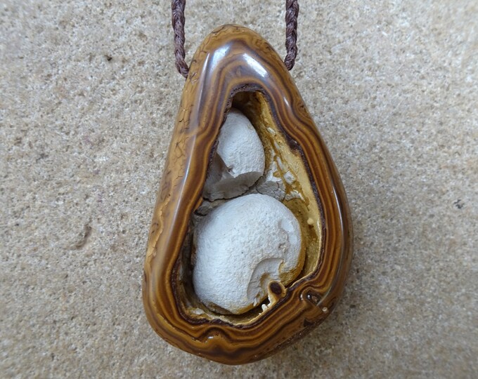 Womb Jewelry, Primal Ironstone Cave Necklace, Natural Stone Jewellery