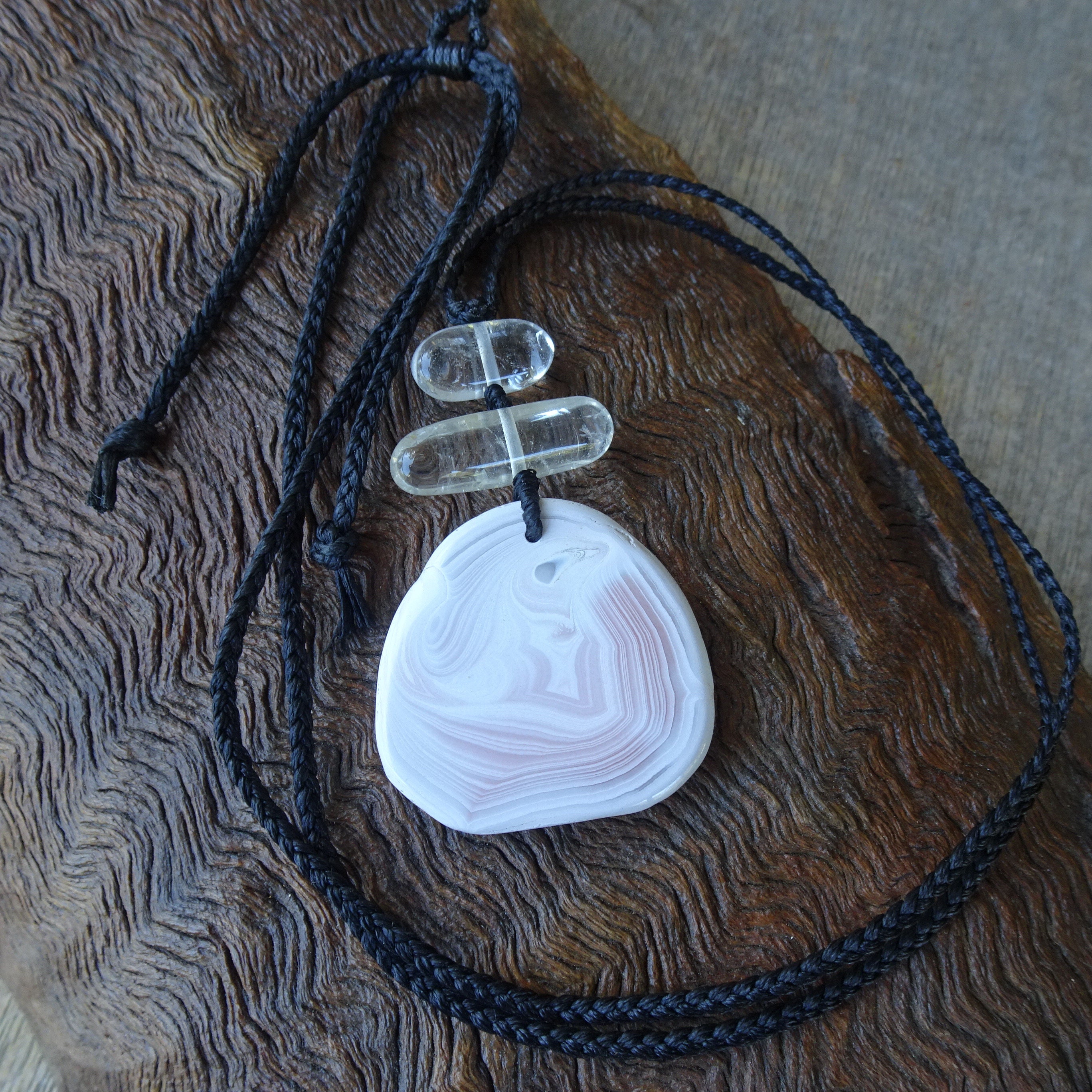 Pink white Agate Quartz crystal jewelry natural stone | Etsy