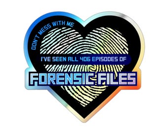 Forensic Files Holographic Sticker -  Fingerprint Heart True Crime Design