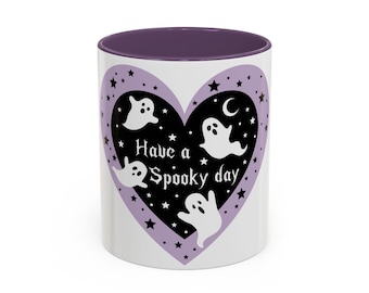 Have a Spooky Day heart ghosts Accent Coffee Mug | Halloween mug