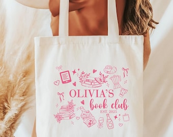Custom Book Bachelorette Tote Bag, Bookish Merch For Women Gifts Book Club Bridal Shower Canvas Bag Personalized Bach Party Favor Book Theme