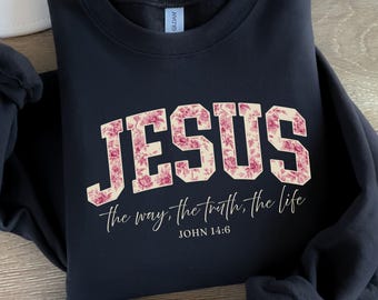 Christian Jesus Sweatshirt, Jesus Lover Gift For Jesus Follower, Women Faith Apparel Bible Verse Crewneck Religious Sweaters Worship T Shirt
