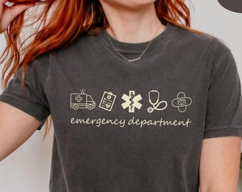 Comfort Colors Emergency Department Shirt, ER Nursing Tshirt, ED Nurse Gift For Emergency Room Nurse Tee, ER Nurse Sweatshirt Er Rn Crewneck