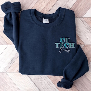 Personalized CT Tech Sweatshirt, Custom CT Technologist Shirt, Ct Tech Crewneck, Cat Scan Tech Tshirt Gift For X-Ray MRI Ct Rad Tech Sweater